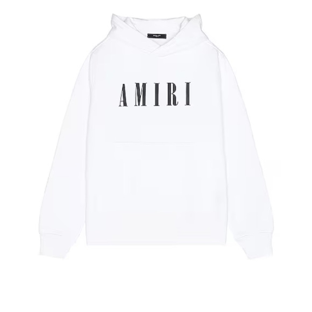 AMIRI White Crewneck Hoodie with Black Logo - Men